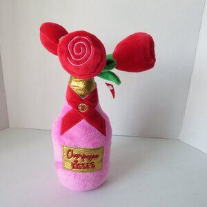 Homerbest Champagne Kisses Pink Bottle 3 Red Tulips Soft Plush Toy Valentines